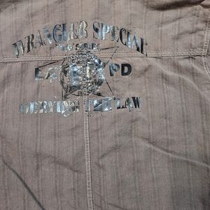Wrangler Brown Short Sleeve Button Down Shirt LA PD Obeying the Law L
